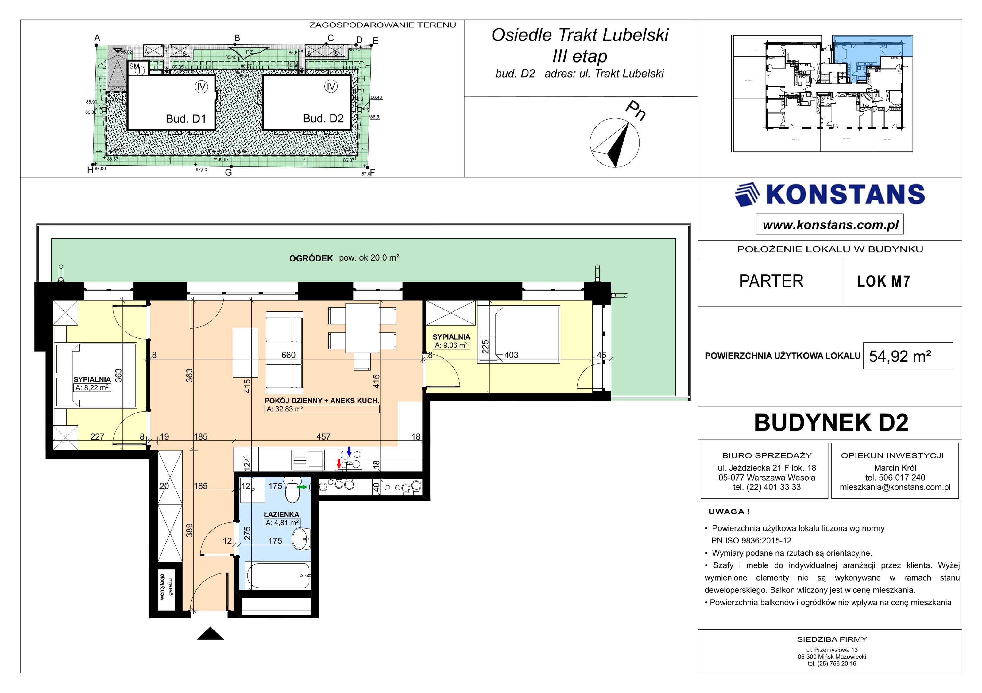 3 pokoje, mieszkanie 54,92 m², parter, oferta nr D2.7, Trakt Lubelski Etap III, Warszawa, Wawer, Zbytki, ul. Trakt Lubelski 181C/181D